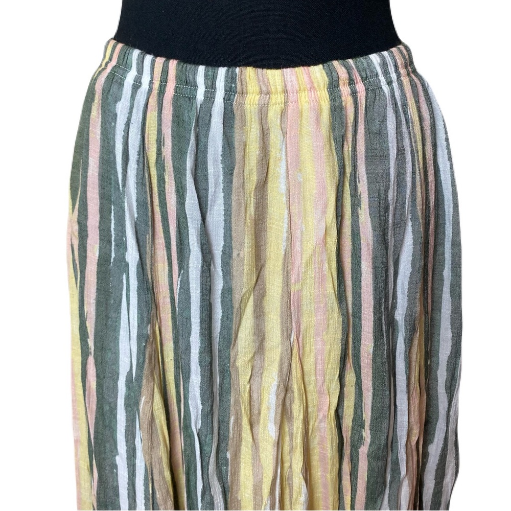 New Directions Gauze Maxi Length Rainbow Striped Pleated Skirt Women’s Medium - Picture 3 of 4